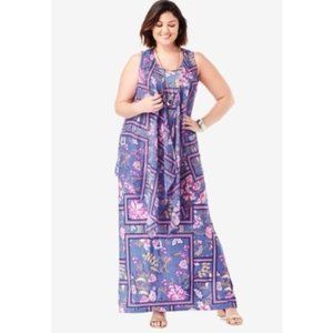 NWOT Jessica London Travel Maxi Dress & Vest Set - Size 12W